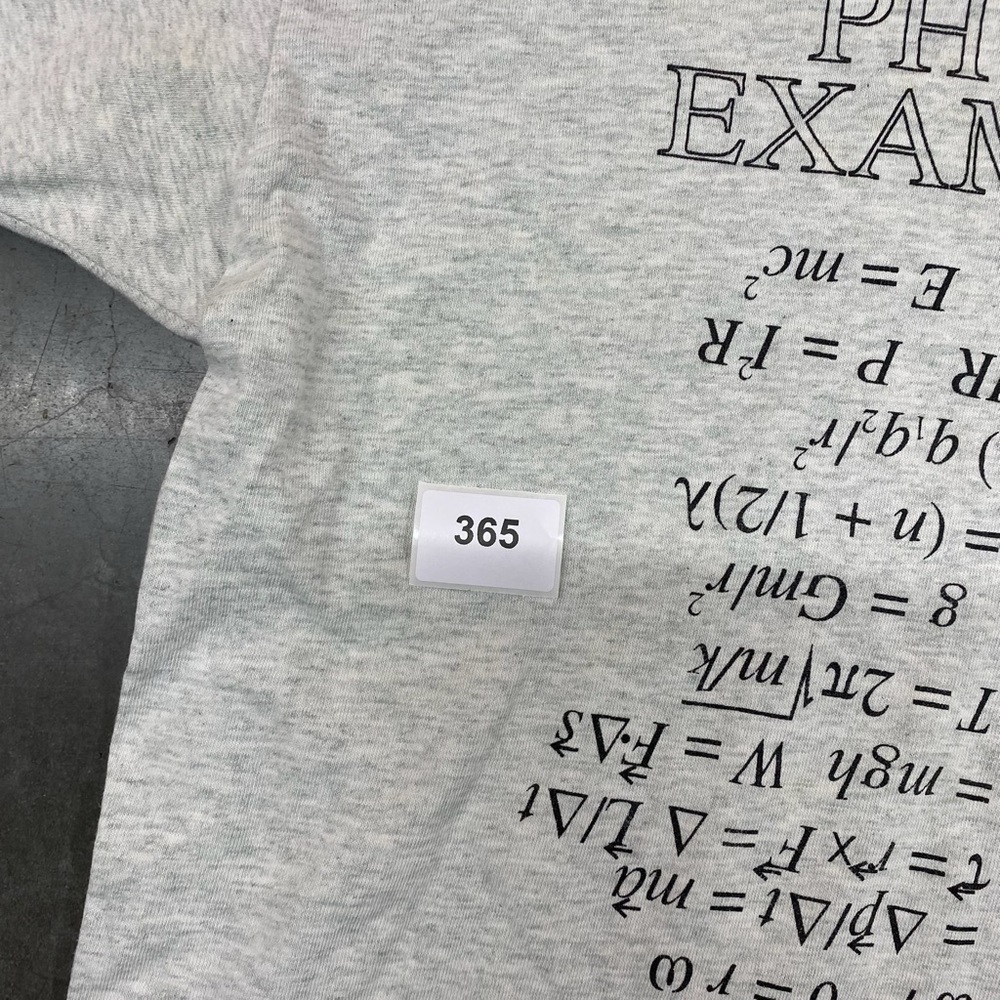 VTG Physics Exam‎ Shirt Fruit of the Loom Single Stitch Gray Tee Mens Large - Picture 8 of 8